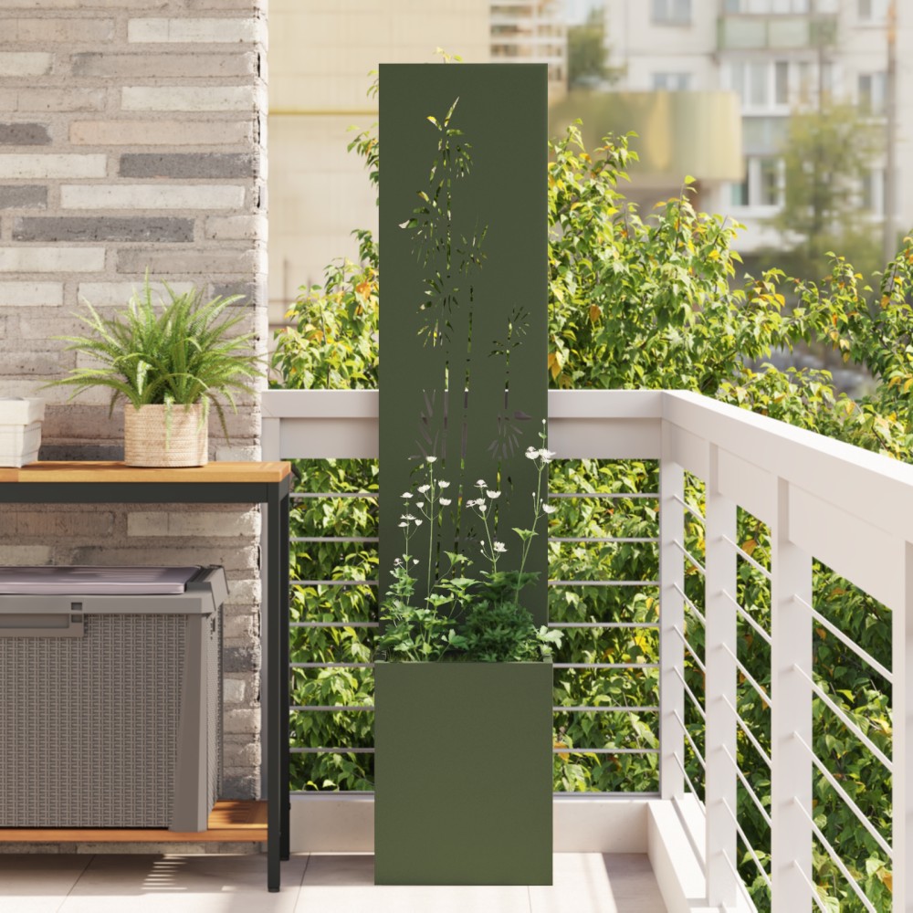 vidaXL Οθόνη Ιδιωτικότητας Κήπου Floral Λαδί 32 x 32 x 150 εκ