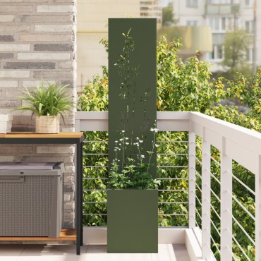 vidaXL Οθόνη Ιδιωτικότητας Κήπου Floral Λαδί 32 x 32 x 150 εκ