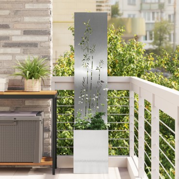 vidaXL Οθόνη Ιδιωτικότητας Κήπου Floral Ασημί 32 x 32 x 150 εκ