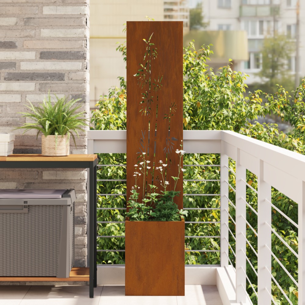 vidaXL Οθόνη Ιδιωτικότητας Κήπου Floral Σκ rusty 32 x 32 x 150 εκ