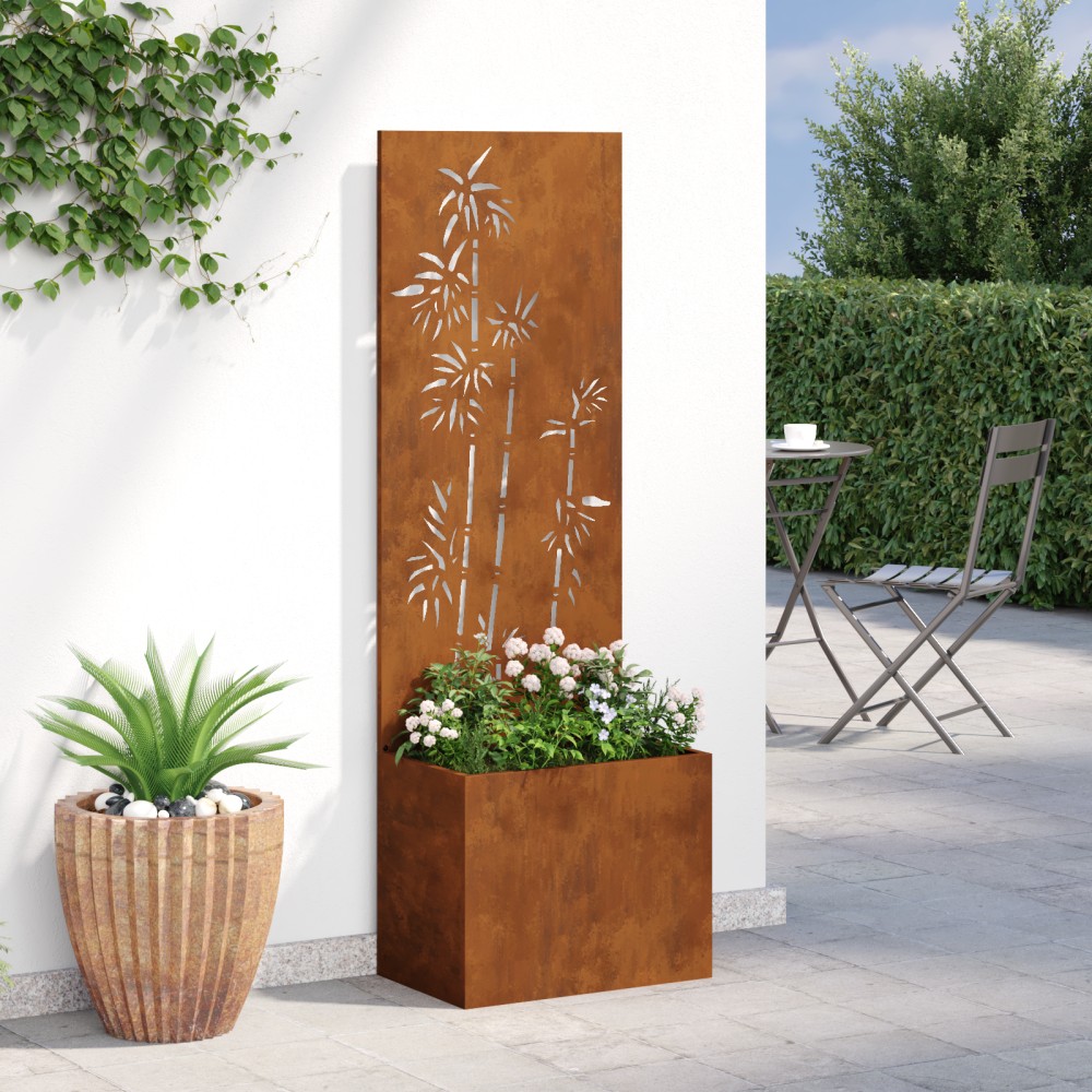 vidaXL Οθόνη Ιδιωτικότητας Κήπου Floral Σκ rusty 50 x 32 x 150 εκ