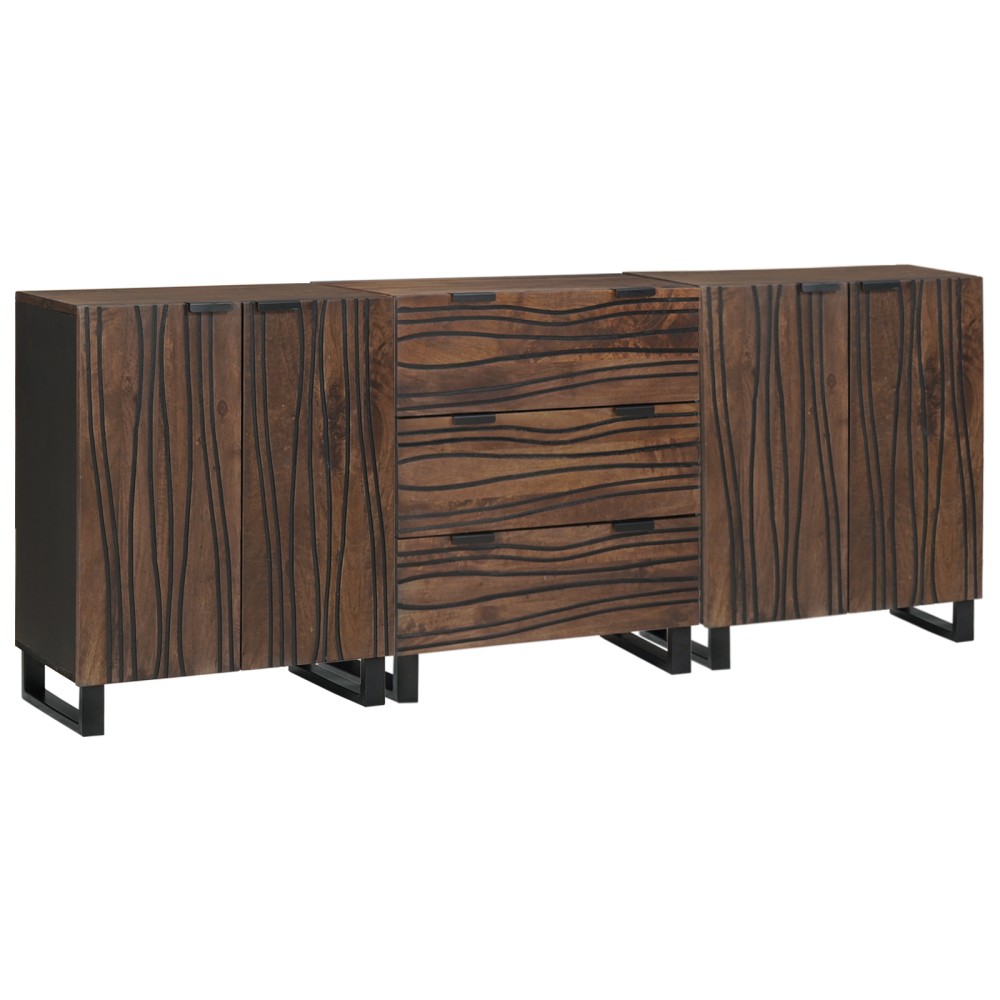 vidaXL Σετ Μπουφέδων 3 τεμ. Καφέ 180x33x75cm Στερεό ξύλο μάνγκο