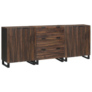 vidaXL Σετ Μπουφέδων 3 τεμ. Καφέ 180x33x75cm Στερεό ξύλο μάνγκο