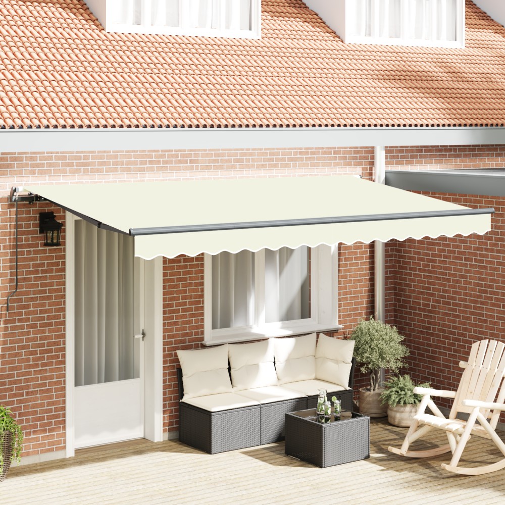 vidaXL Αναδιπλούμενη τέντα Κρεμ 400 x 200 cm ύφασμα