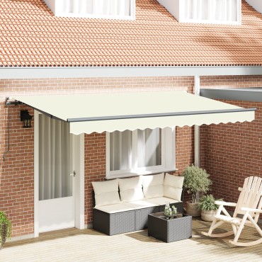 vidaXL Αναδιπλούμενη τέντα Κρεμ 400 x 200 cm ύφασμα
