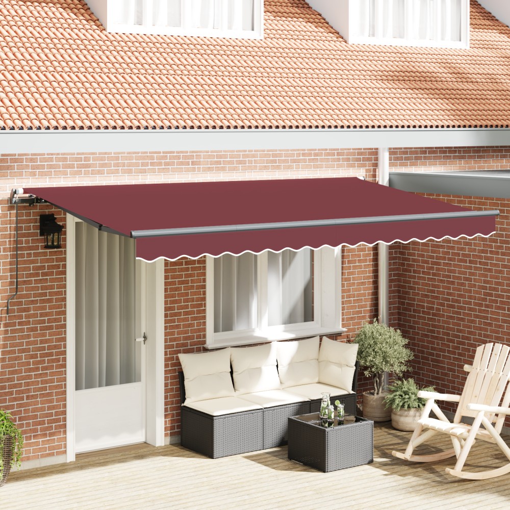 vidaXL Αναδιπλούμενη τέντα Μπορντό 400 x 200 cm ύφασμα