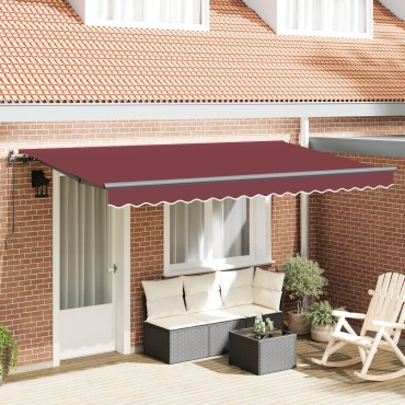 vidaXL Αναδιπλούμενη τέντα Μπορντό 400 x 200 cm ύφασμα