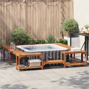 vidaXL Περίβλημα Τζακούζι Καφέ 255 x 255 x 55,5 εκ Στερεό Ξύλο Ακακίας