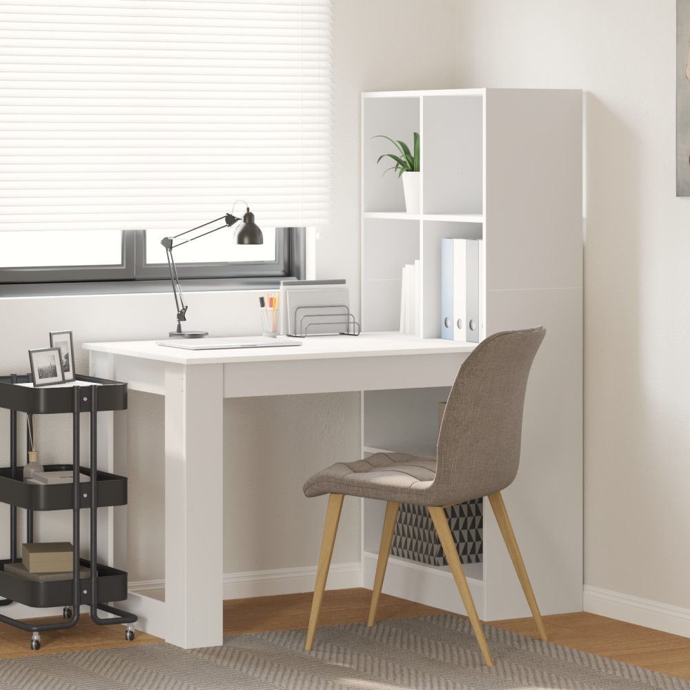vidaXL Γραφείο Λευκό Επεξεργασμένο Ξύλο 122x67x145cm 1 τεμ.