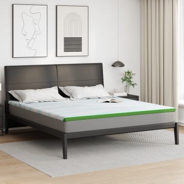 vidaXL Στρώμα επικάλυψης Λευκό και Πράσινο 200 x 200 cm