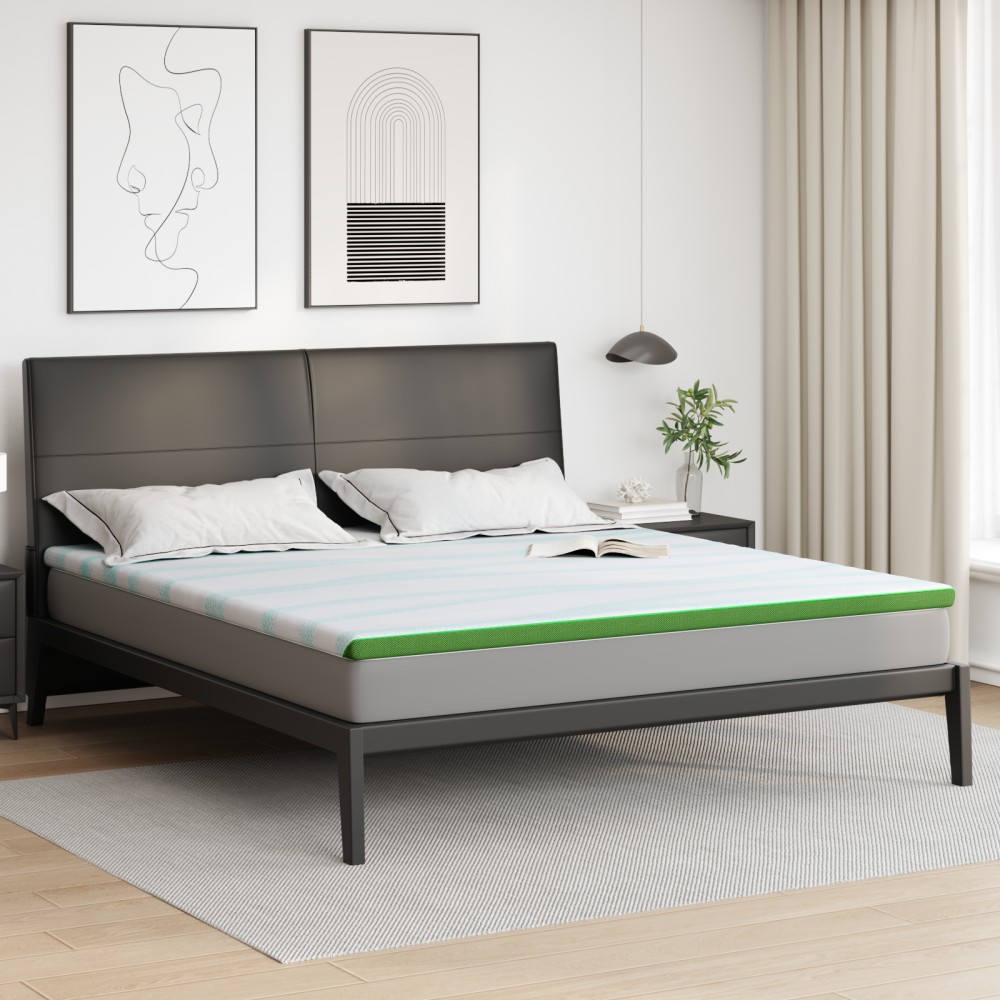 vidaXL Στρώμα επικάλυψης Λευκό και Πράσινο 180 x 200 cm