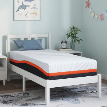 vidaXL Στρώμα Λευκό και Γκρι 80x160cm Ζακάρ ύφασμα 1 τεμ. - Μονό
