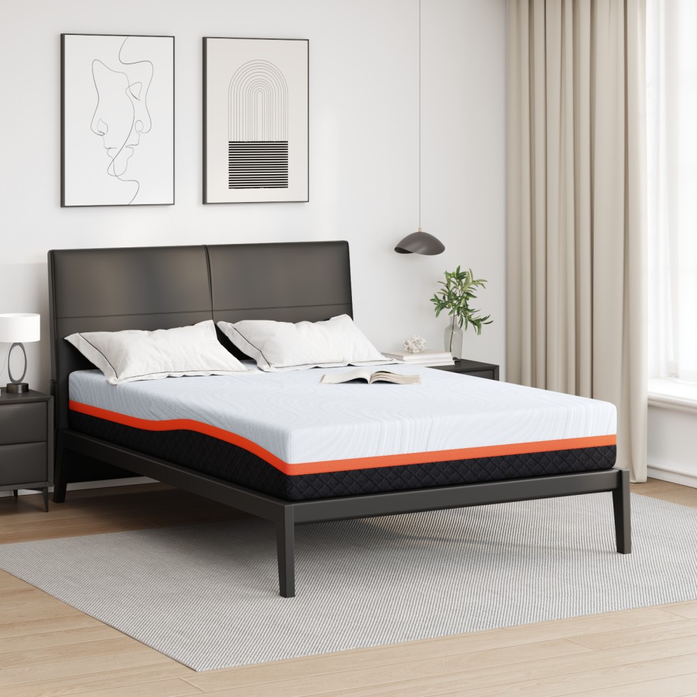 vidaXL Στρώμα Λευκό και Γκρι 140x200cm Ζακάρ ύφασμα 1 τεμ. - Διπλό