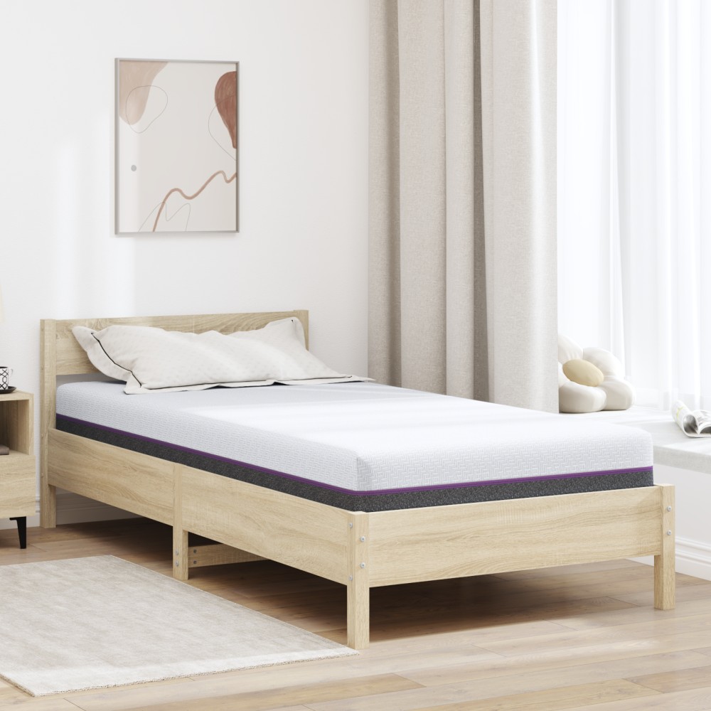 vidaXL Στρώμα Αφρού Μνήμης Μέτριο 90x200cm Λευκό και Γκρι 1 τεμ. - Μονό