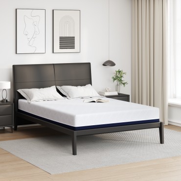vidaXL Στρώμα Λευκό και Μπλε 140x190cm Ζακάρ ύφασμα 1 τεμ. - Διπλό