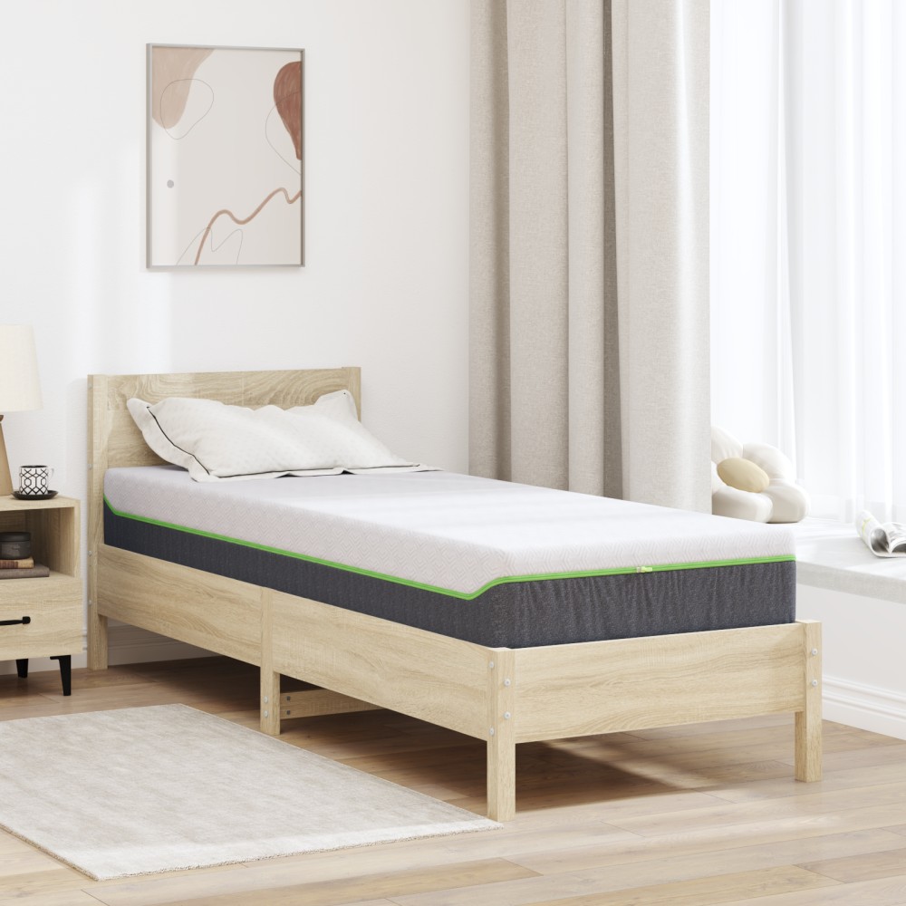 vidaXL Στρώμα Λευκό και Γκρι 80x200cm Ζακάρ ύφασμα 1 τεμ. - Μονό