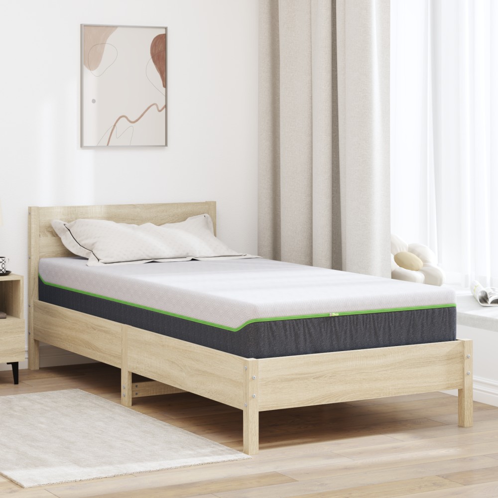vidaXL Στρώμα Λευκό και Γκρι 100x200cm Ζακάρ ύφασμα 1 τεμ. - Μονό