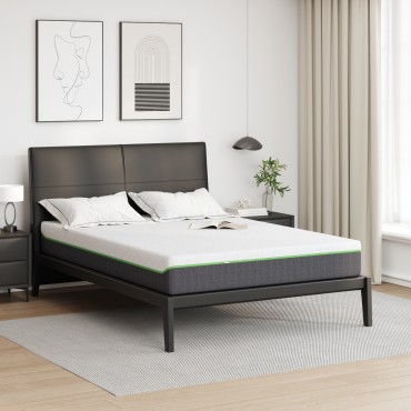 vidaXL Στρώμα Λευκό και Γκρι 140x200cm Ζακάρ ύφασμα 1 τεμ. - Διπλό