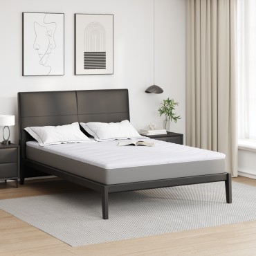 vidaXL Στρώμα επικάλυψης Λευκό 160 x 200 cm Υφασμα Πλεκτό