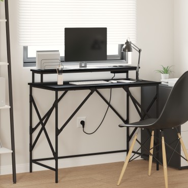 vidaXL Γραφείο Μαύρη Οξυά 100x50x86,5cm Επεξεργασμένο Ξύλο 1 τεμ.