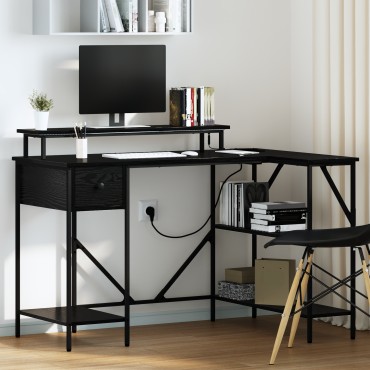 vidaXL Γραφείο Μαύρη Οξυά 120x79x86,5cm Επεξεργασμένο Ξύλο 1 τεμ.