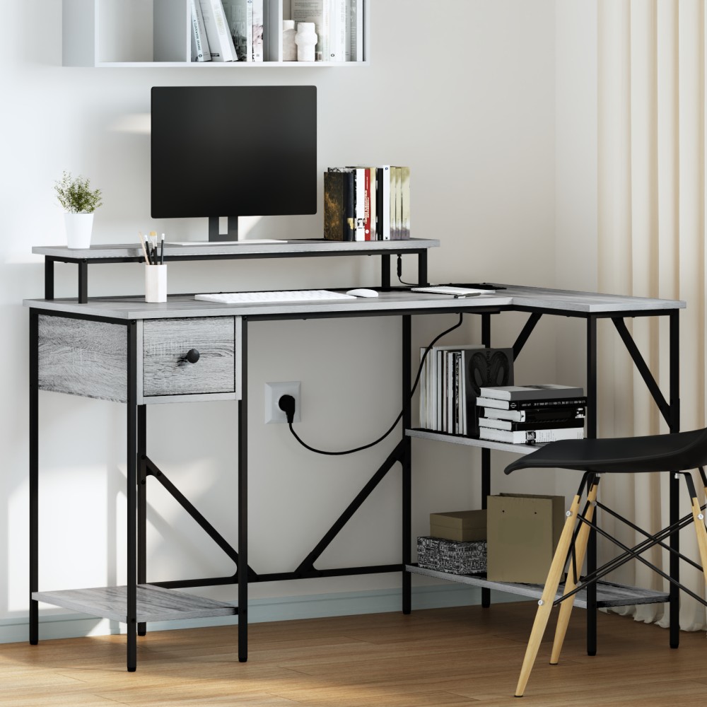vidaXL Γραφείο Γκρίζο Σονομα 120x79x86,5cm Επεξεργασμένο Ξύλο 1 τεμ.