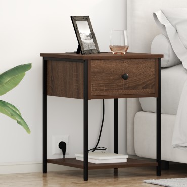 vidaXL Κομοδίνο Καφέ δρυς 42x41x56cm Επεξεργασμένο Ξύλο 1 τεμ.