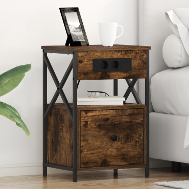 vidaXL Κομοδίνο Καπνιστό Δρύς 40x31x60cm Επεξεργασμένο Ξύλο 1 τεμ.