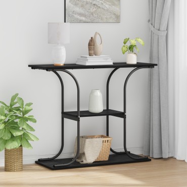 vidaXL Τραπέζι κονσόλας με ράφι Μαύρη Οξυά 101x35x80,5 εκ 1 τεμ.