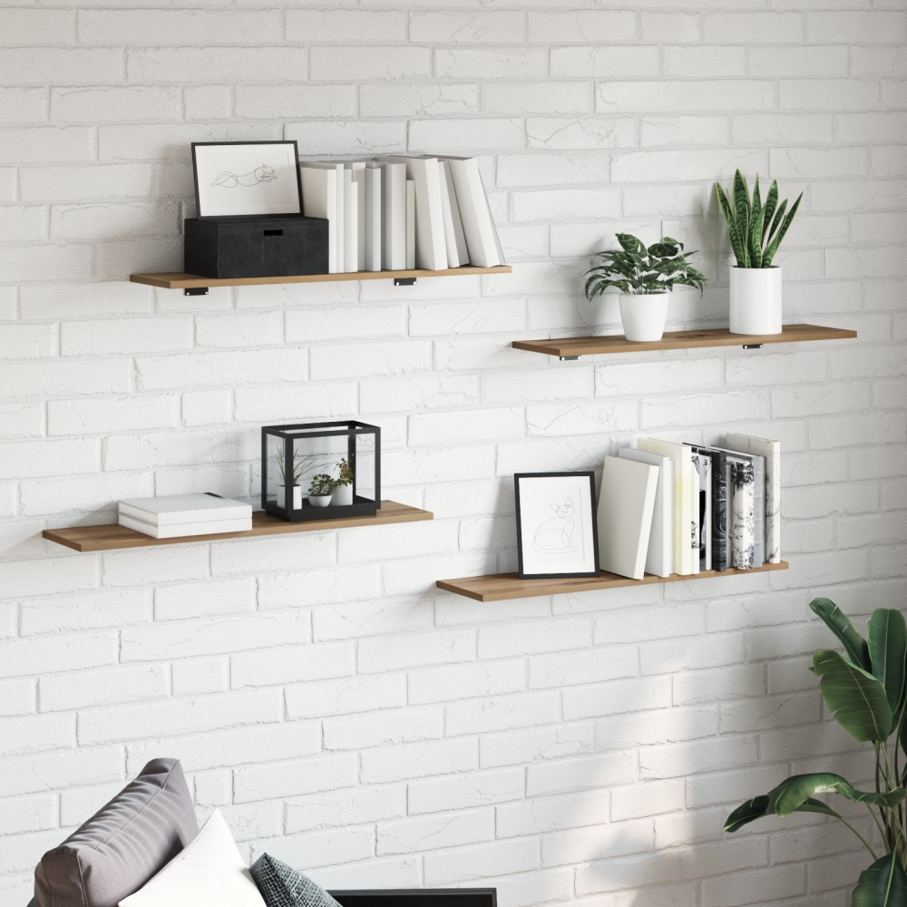 vidaXL Ράφι Βιβλίων 3 επιπέδων 4 τεμ. 80x20x1,5cm Καφέ