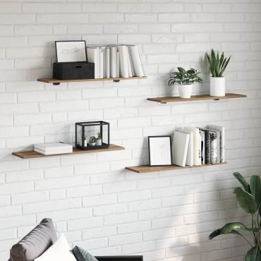 vidaXL Ράφι Βιβλίων 3 επιπέδων 4 τεμ. 80x20x1,5cm Καφέ