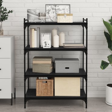 vidaXL Ράφι Βιβλίων 4 τεμ. Μαύρο 80x40x1,5cm Επεξεργασμένο ξύλο
