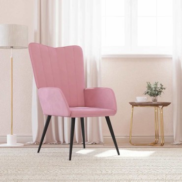 vidaXL Πολυθρόνα Relax Ροζ Βελούδινη 61x70x96,5cm 1 τεμ.