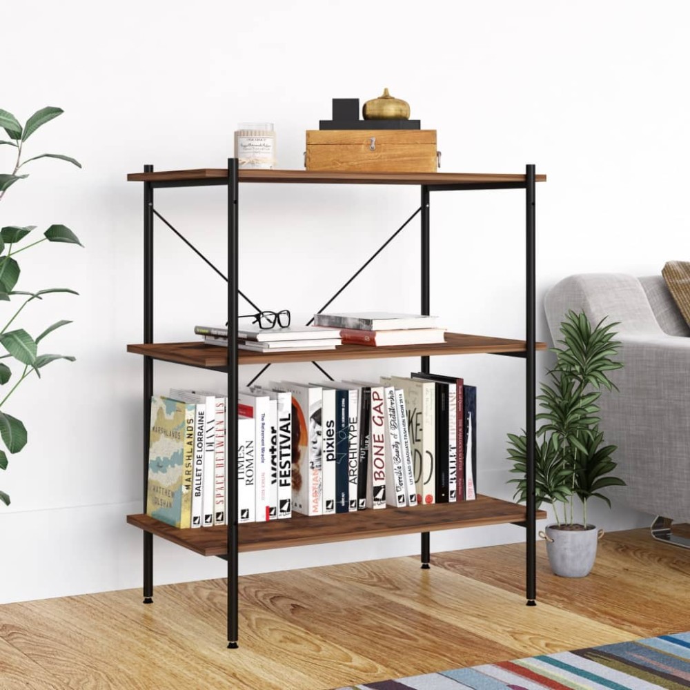 vidaXL Ραφιέρα 3 Επιπέδων Μαύρη και Φυσικό 80x40x92cm 1 τεμ.