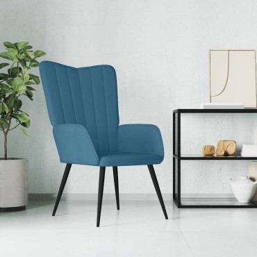 vidaXL Πολυθρόνα Relax Μπλε Βελούδινη 61x70x96,5cm 1 τεμ.