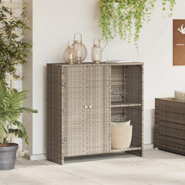vidaXL Ντουλάπι αποθήκευσης Ανοιχτό γκρι 100x36x102cm Ρατάν 1 τεμ.