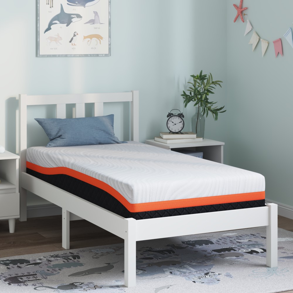 vidaXL Στρώμα Λευκό και Μαύρο 80x160cm Ζακάρ ύφασμα 1 τεμ. - Μονό