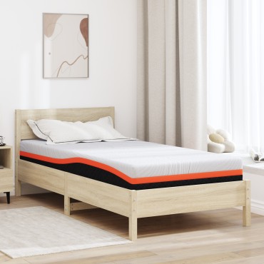 vidaXL Στρώμα Λευκό και Μαύρο 90x200cm Ζακάρ ύφασμα 1 τεμ. - Μονό