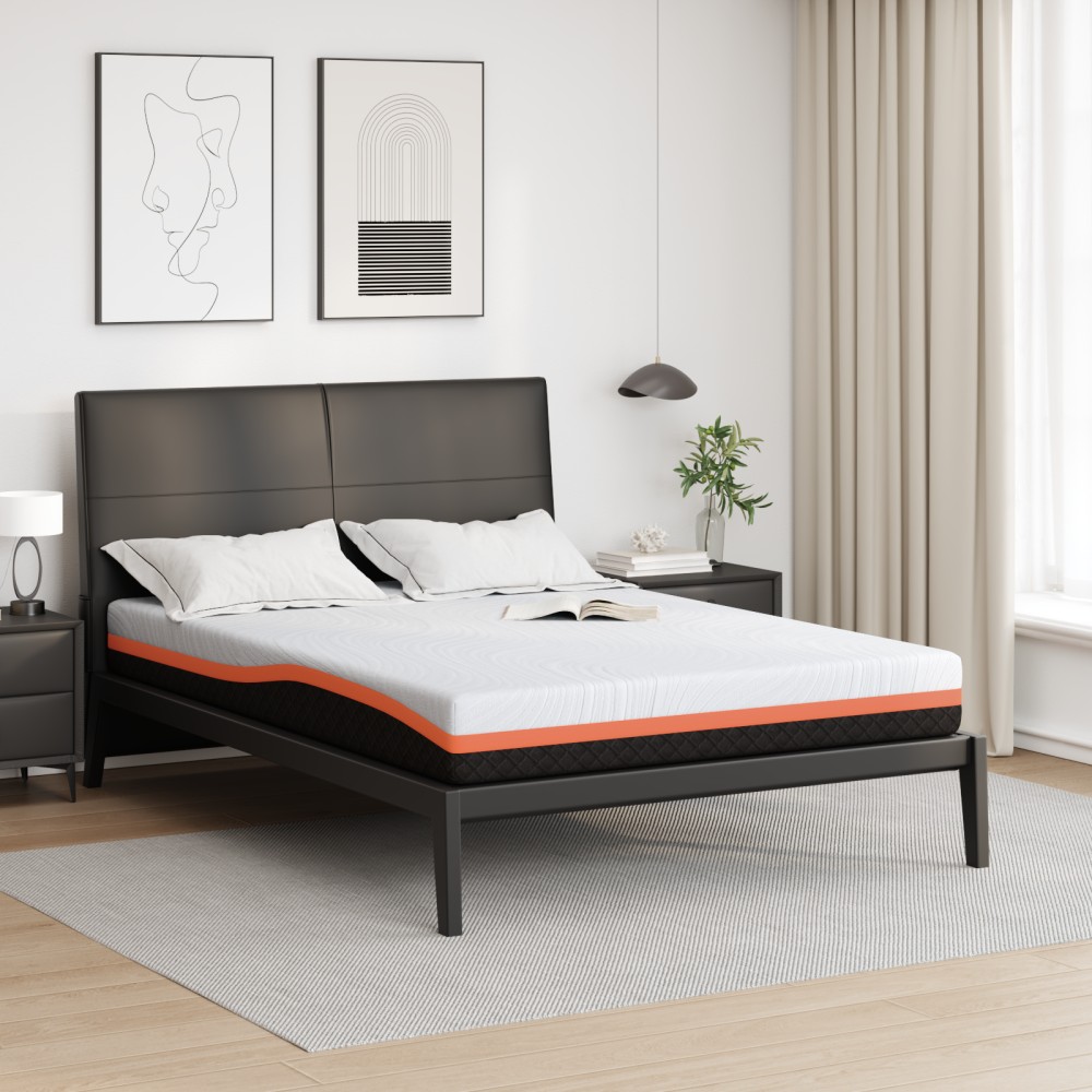 vidaXL Στρώμα Λευκό και Μαύρο 140x200cm Ζακάρ ύφασμα 1 τεμ. - Διπλό