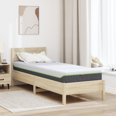 vidaXL Στρώμα Λευκό και Γκρι 80x200cm Ζακάρ ύφασμα 1 τεμ. - Μονό