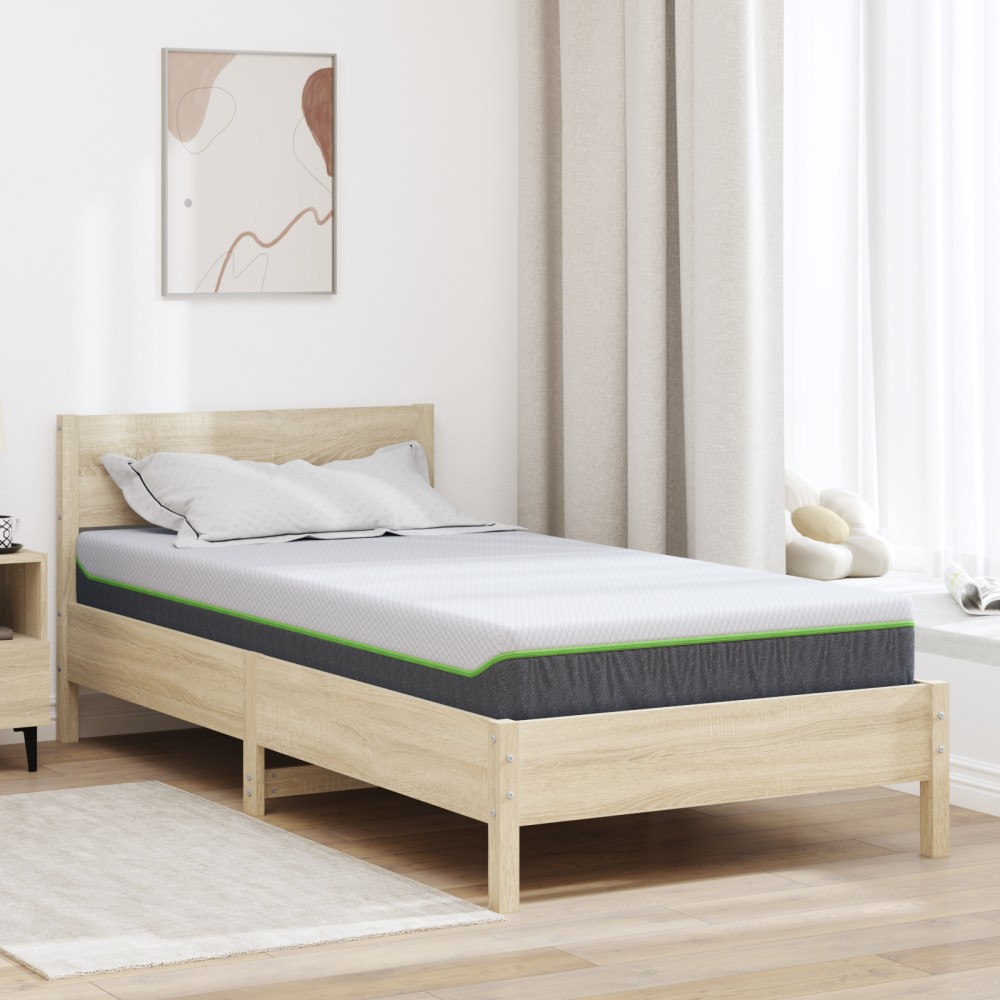 vidaXL Στρώμα Μέτρια μαλακό 100x200cm Λευκό και Γκρι 1 τεμ. - Μονό