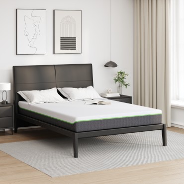vidaXL Στρώμα Λευκό και Γκρι 140x200cm Ζακάρ ύφασμα 1 τεμ. - Διπλό