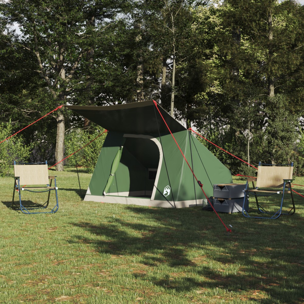 vidaXL Σκηνή Camping με στέγη Πράσινο 282 x 225 x 154 εκ ταφτάς