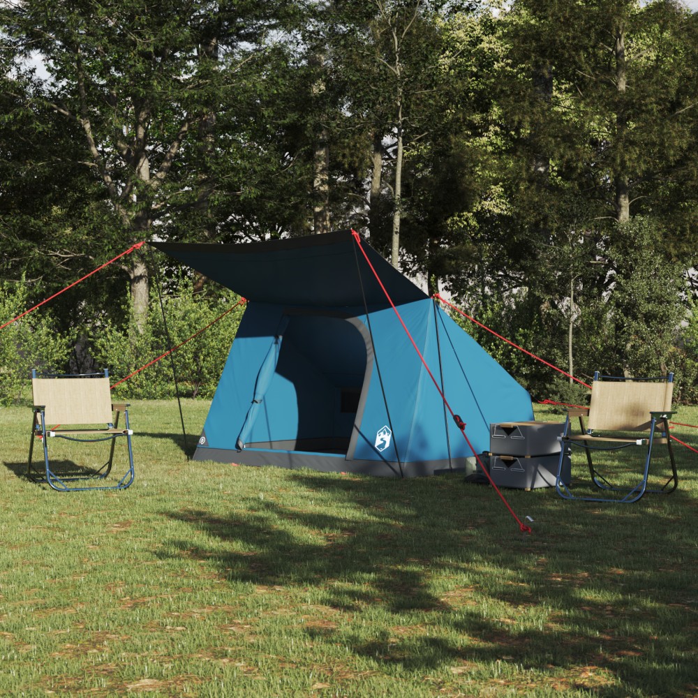 vidaXL Σκηνή Camping με στέγη Μπλε 282 x 225 x 154 εκ ταφτάς