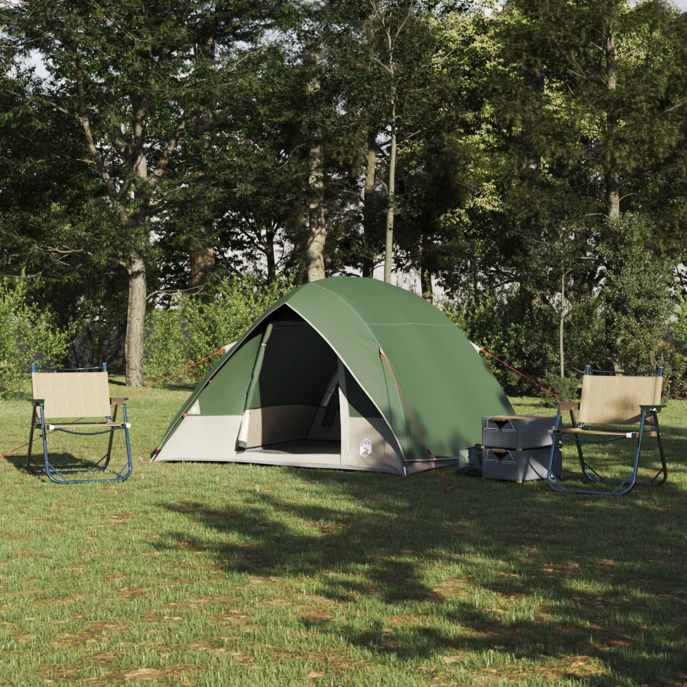 vidaXL Σκηνή Camping με στέγη Πράσινο 320 x 275 x 190 εκ. ταφτάς