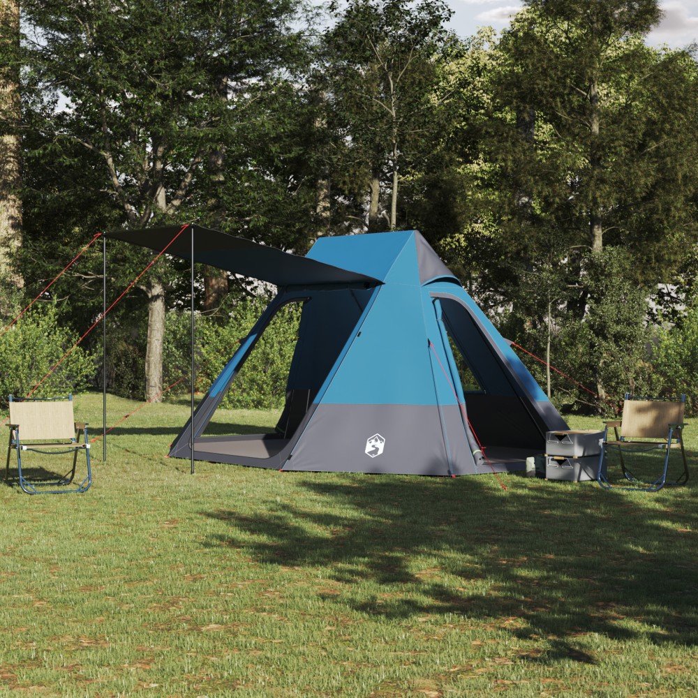 vidaXL Σκηνή Camping με στέγη Μπλε 482 x 360 x 227 εκ ταφτάς