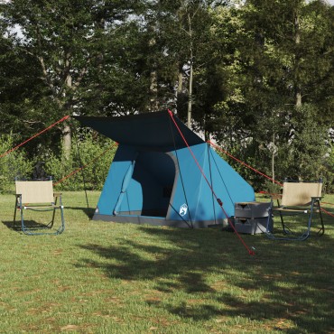 vidaXL Σκηνή Camping με στέγη Μπλε 223 x 163 x 130 εκ ταφτάς