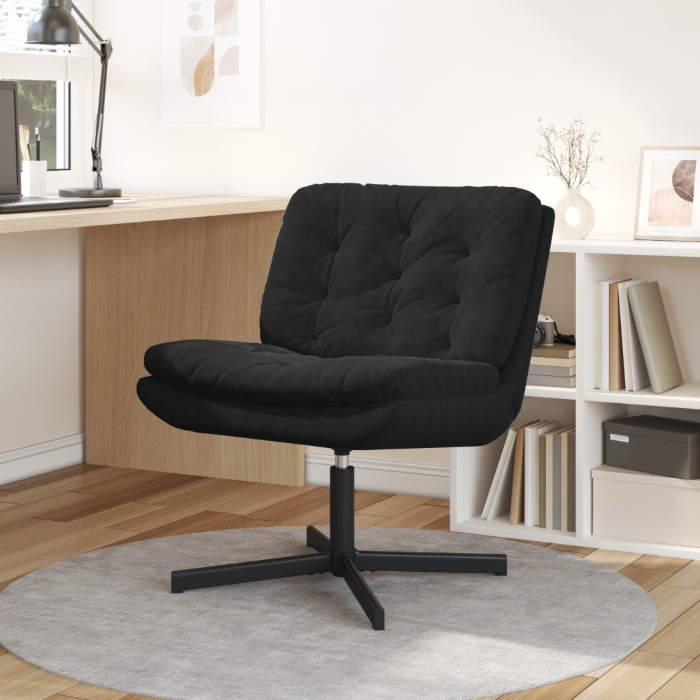 vidaXL Γυριστή Χαλαρωτική Καρέκλα Μαύρο 63x75x76cm Βελούδο