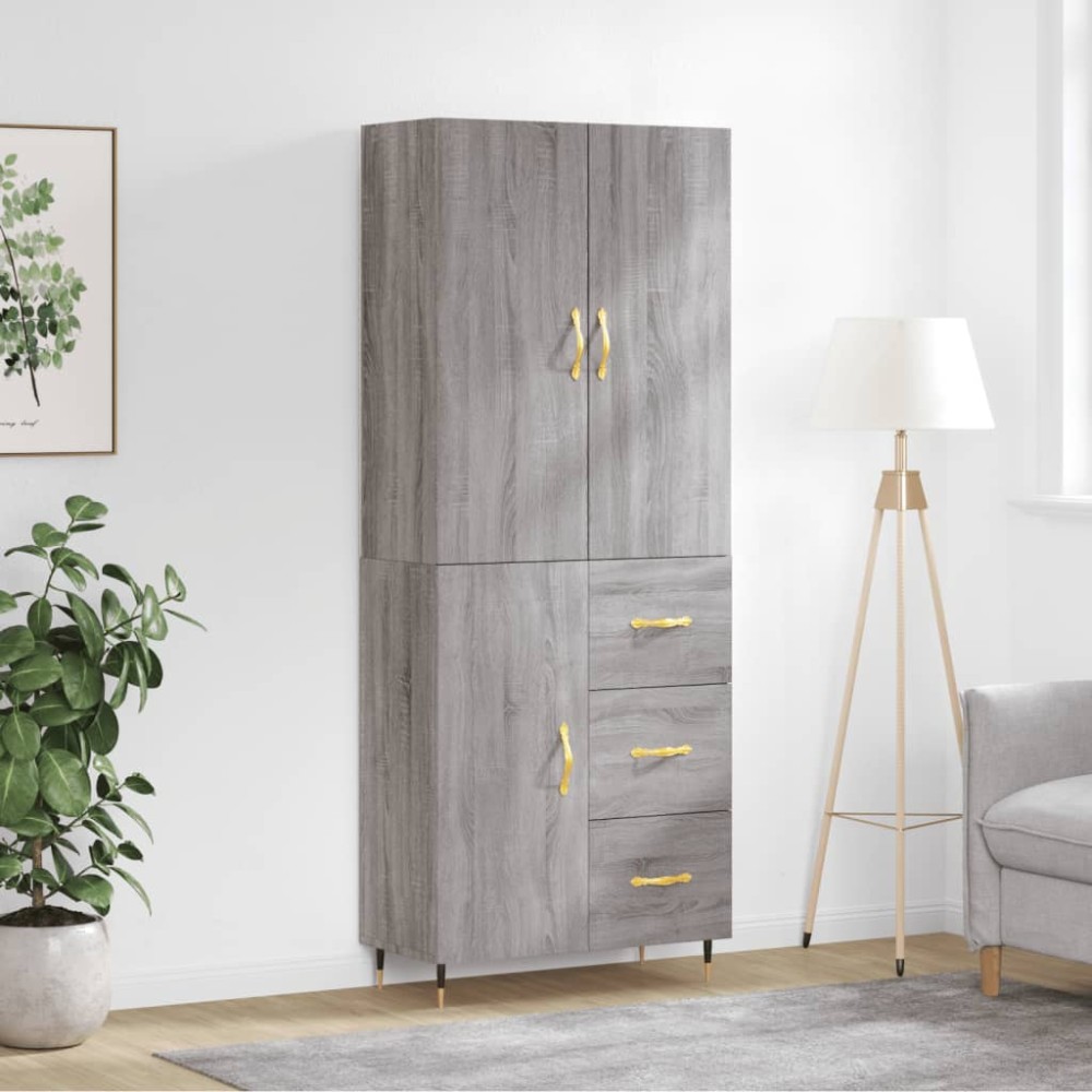 vidaXL Ντουλάπι Γκρι Sonoma 69,5x34x180cm Επεξεργασμένο Ξύλο 1 τεμ.