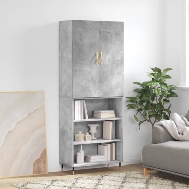 vidaXL Ντουλάπι Γκρι Σκυροδέματος 69,5x34x180cm Επεξεργασμένο Ξύλο 1 τεμ.